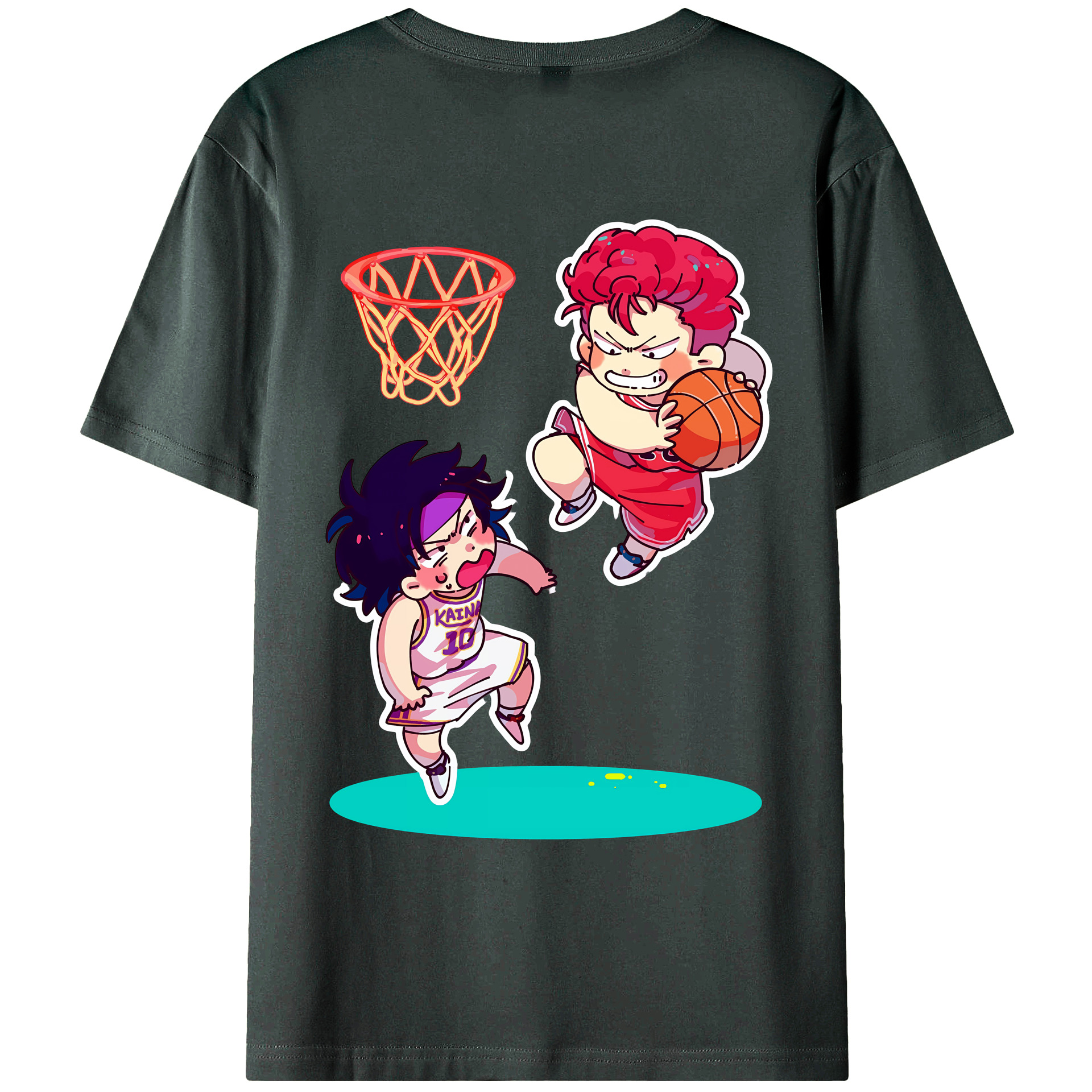 （画像用） SLAM DUNK／スラムダンク 綿100％ メンズ半袖Tシャツ（バックプリント） 通気性